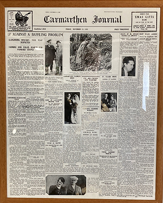 A page from the Carmarthen Journal announcing the death of Dylan Thomas.