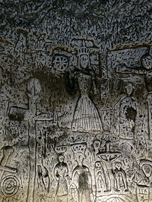St Catherine rock carving at Royston Cave.