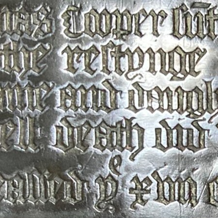 Plaque from All Saints' Church, Dunwich now in St James' Church.