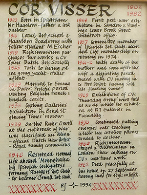 Biography of Dutch artist Cor Visser.