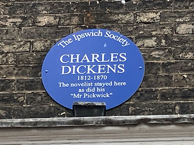 Plaque on Great White Horse Hotel.