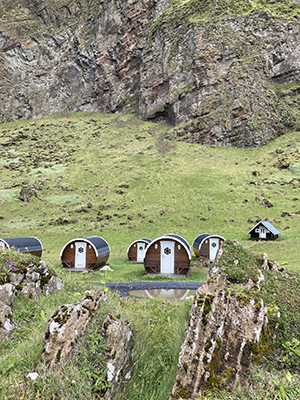 A 'barrel' glamping pod in the Vestmannaeyjar islands.