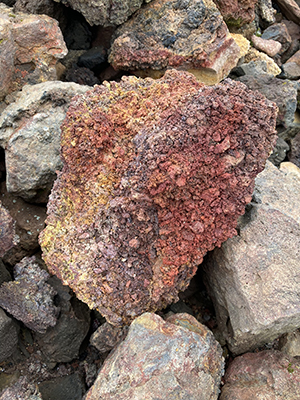Red volcanic rock on Eldfell.