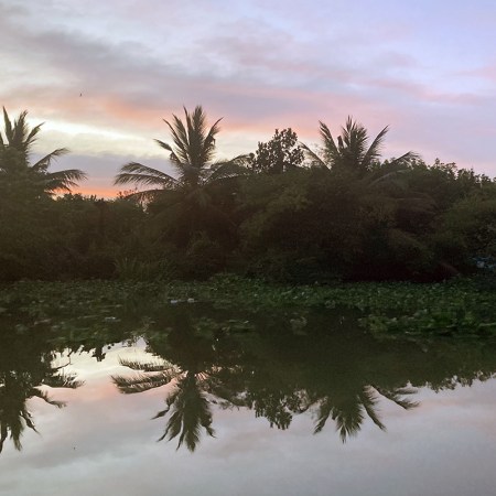 Sunset over the Mekong Delta at Vinh Long, Vietnam.