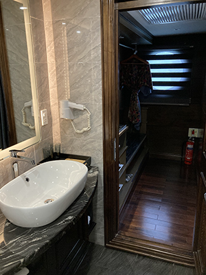 Bathroom on Ambassador Cruise, Halong Bay, Vietnam.